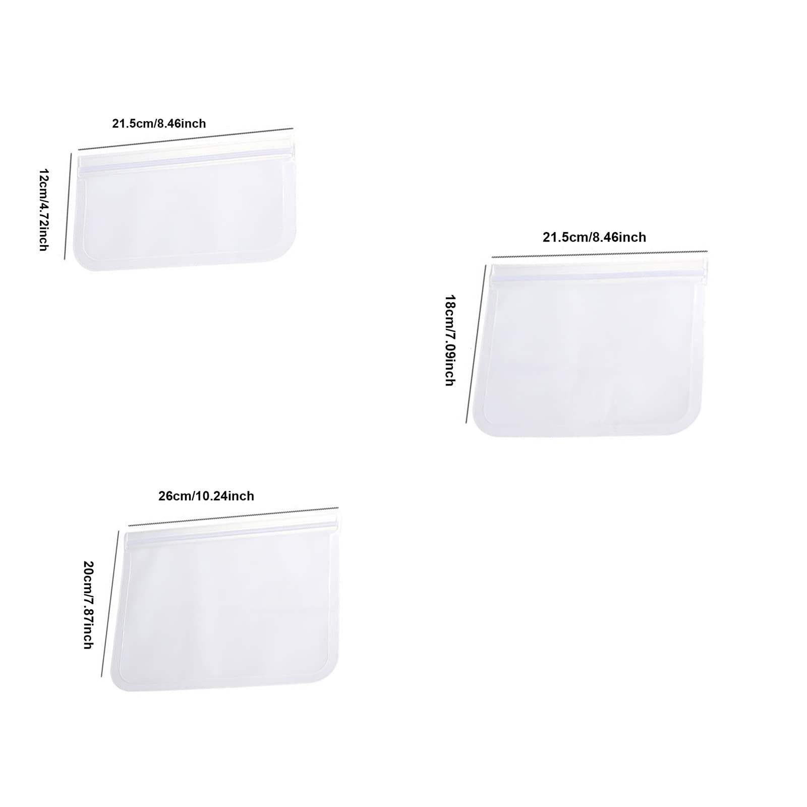 Sacs de congélation réutilisables, sacs ziplock réutilisables Sacs ziplock PEVA étanches Sacs de congélation ziplock pour liquides Soupe Viande Sandwich Snack Déjeuner Voyage Maison 15PCS(S+M+L)