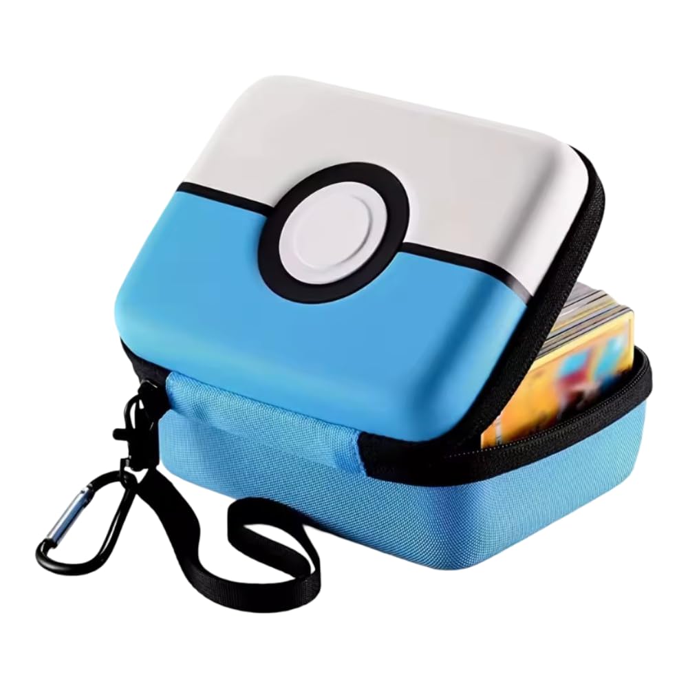 Pokemon | Zipped Trading Card Storage Box/Bag | Holds 400+ Cards | With Wrist Strap | Blue