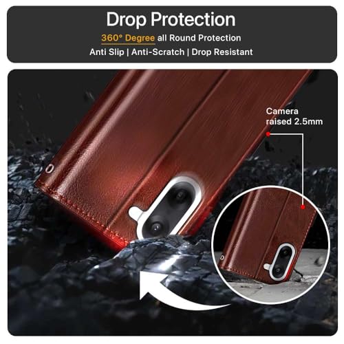 Image of WOW IMAGINE Shock Proof Flip Cover Back Case Cover for 1+ OnePlus Nord CE 5 5G (Flexible | Leather Finish | Card Pockets Wallet & Stand | Chestnut Brown)