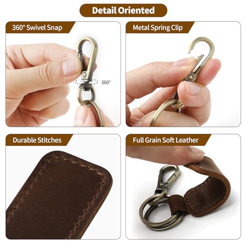 Image of Jack&Chris Genuine Leather Car Keychain, Universal Key Fob Keychain, Leather Key Chain Holder for Men and Women, JC306