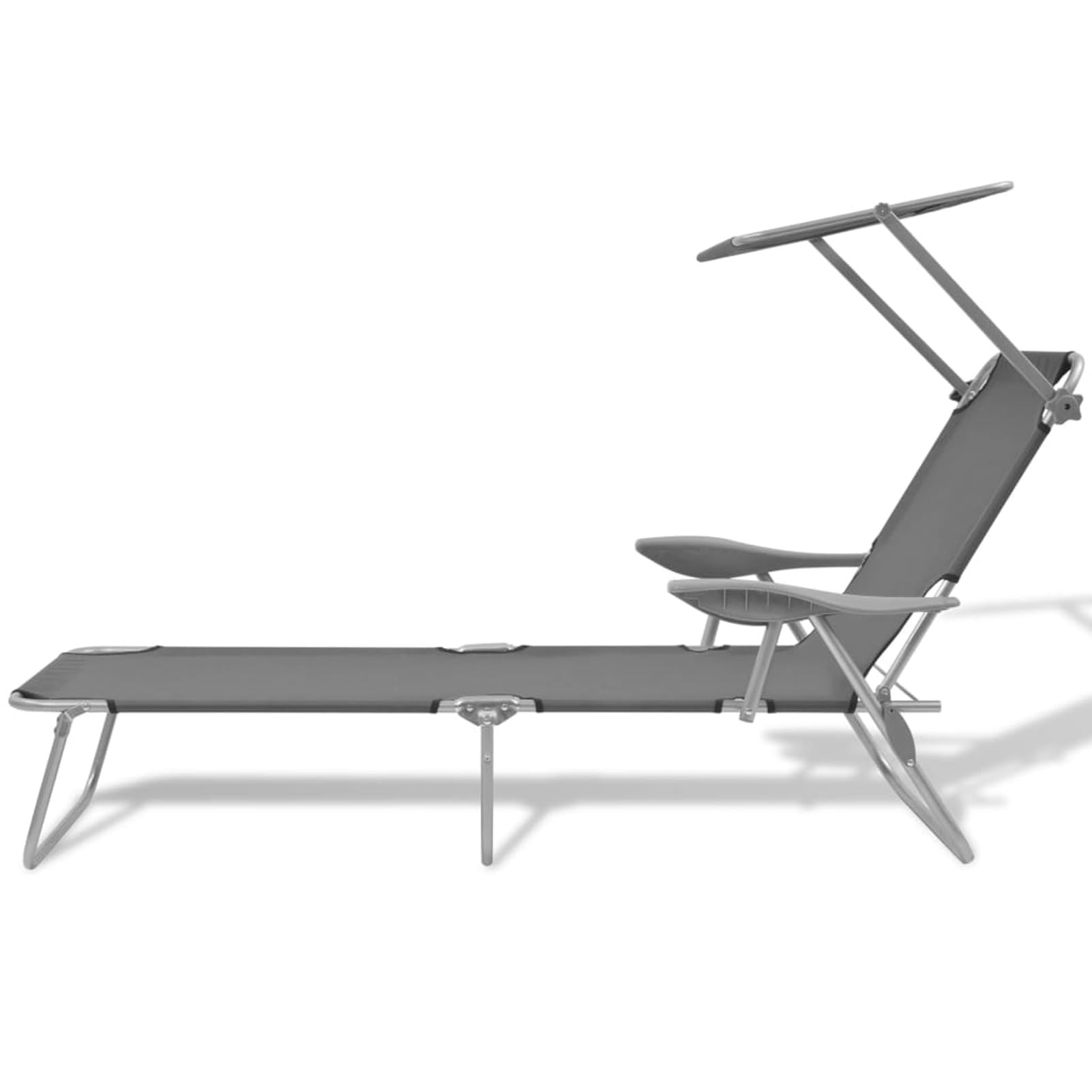 Rantry Casa Lettino Prendisole con Baldacchino in Acciaio Grigio, Lettini Prendisole, Divano Letto Mobili, Lettini da Giardino, Lettino da Piscina da Giardino per Esterno Piscina Casa Mobili