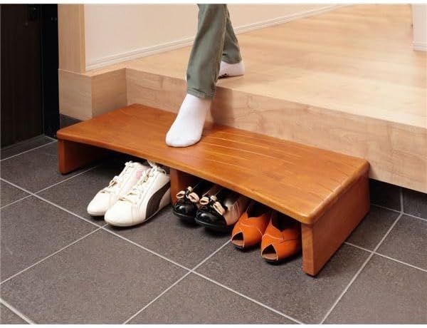 天然木玄関台(踏み台/ステップ) 幅90cm アジャスター付き