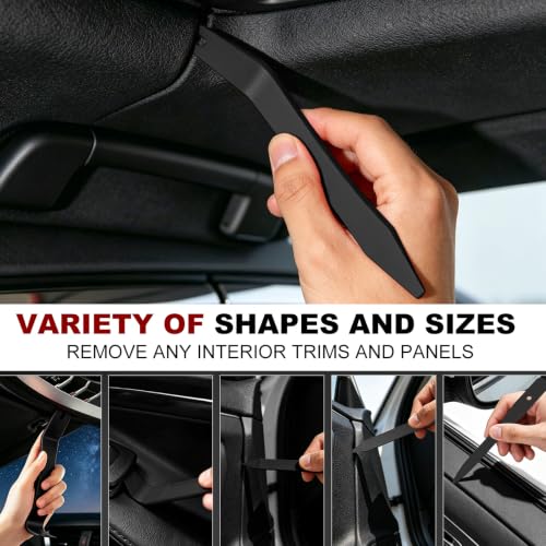 Image of 18Pcs Auto Trim Removal Tool Kit, Clip Plier Set and Fastener Remover Black