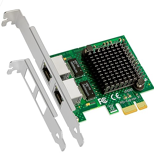 GLOTRENDS Tarjeta de Red de 2 Puertos PCIe para PC de sobremesa,