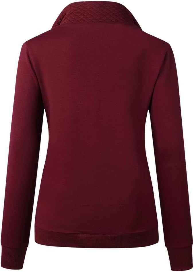 Barlver Womens Fashion Quarter Zip Stand Collar Sweatshirts Long Sleeve Plain Casual Ladies Pullovers Shirts Tops - Image 4