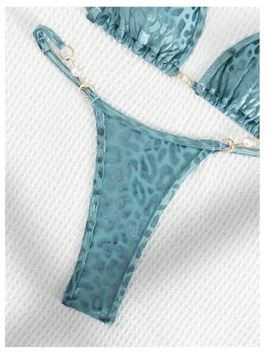 Verdusa Women's 2 Piece Leopard Print Triangle Bikini Sets Self Tie High Cut Swimsuit4