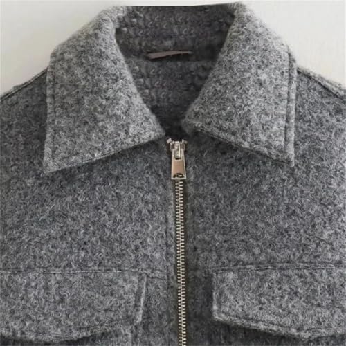 Fnfmrfmr Gray Tweed Cropped Jacket for Women – Your New Go-To for Effortless Style - Image 3