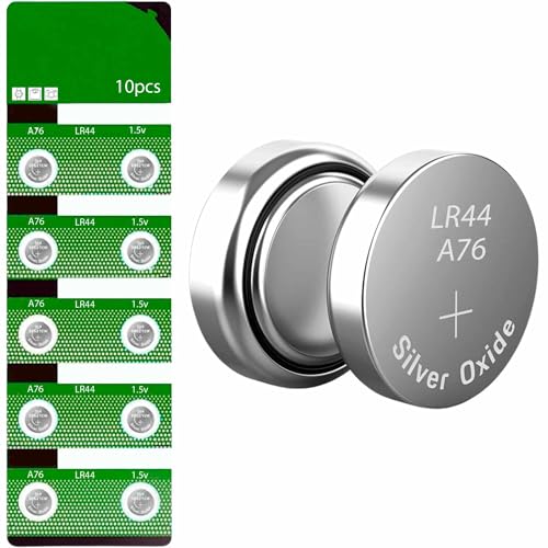 Pilas de Boton oxido Plata, Pilas de boton, Pilas AG13, PX76A, L1154F, 357A, Pilas LR44, Voltaje de la Pila: 1,5 V, Capacidad de batería: 80 mAh, Pilas larga duracción, Pack de 10 unidades