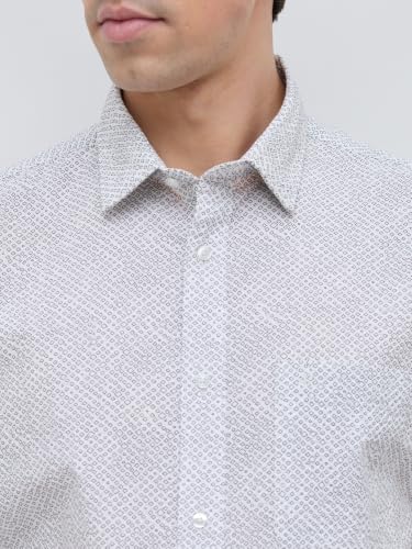 Image of Raymond Men Slim Fit Print Pattern Pure Cotton Regular Collar Full Sleeve Casual Shirt