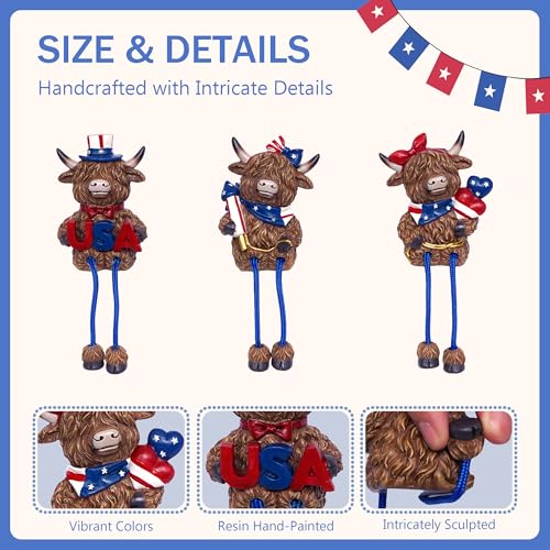50% Off Patriotic Highland Cow Decor Set of 3 - Image 7