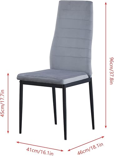 Miniatura 6 de 4HOMART Yvonne&F.L.A.M. Juego de 4 mesas de comedor y sillas negras modernas de 5 piezas para cocina pequeña, mesa rectangular de vidrio templado y