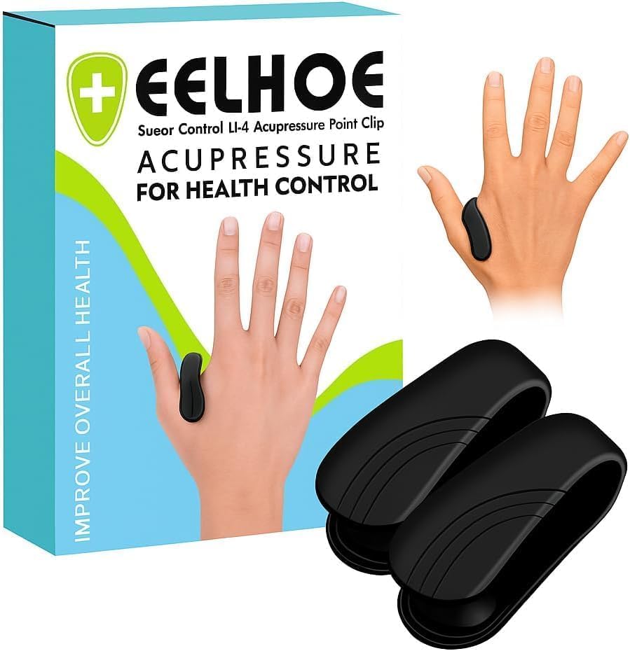 Pack of 2 Acupressure Clip for Sugar Control, Diabetics | Headache Relief & Tension Relief | Wearable Hand Massager for Migraine, Arthritis | LI4 Acupressure Point Clip (2)