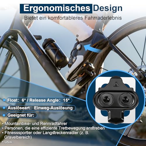 toptrek SPD Cleats kompatibel mit Shimano SPD SH51, SPD Cleats für 2-Loch SPD Pedale, Cleats Set mit rutschfeste Platten, Hochwertige Cleats für Indoor-Cycling, MTB- & Rennradfahren