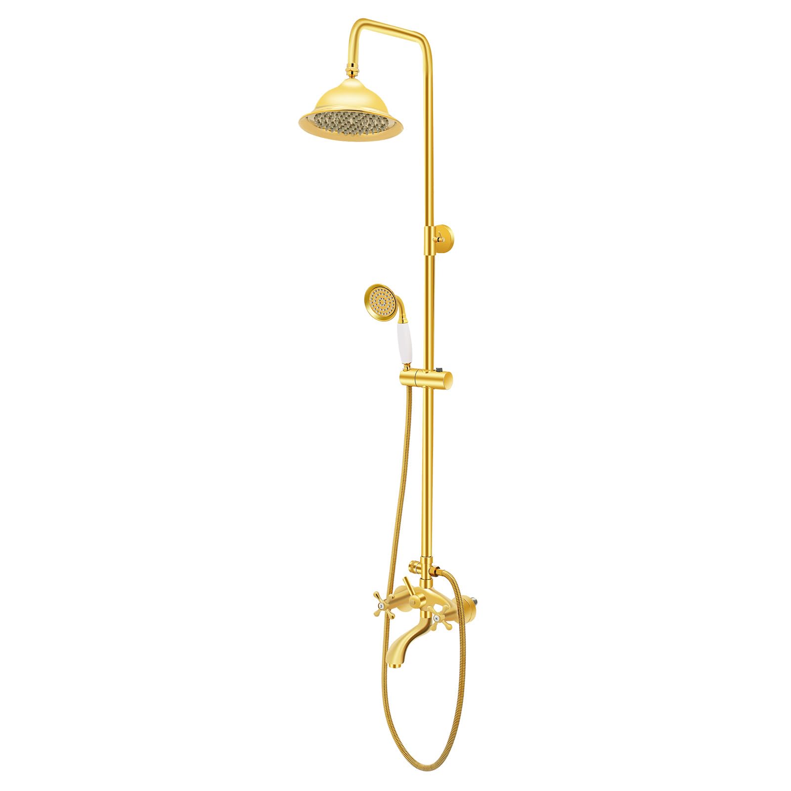 Sistema de ducha retro montado en la pared, juego de ducha con ducha de mano, color dorado