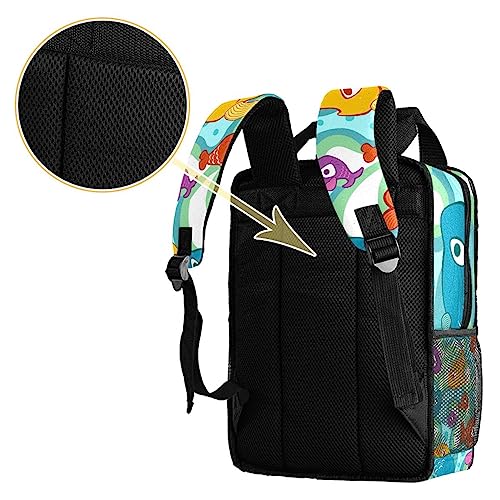 Sac à dos pour garçons avec bretelles réglables motif poisson multicolore - 4