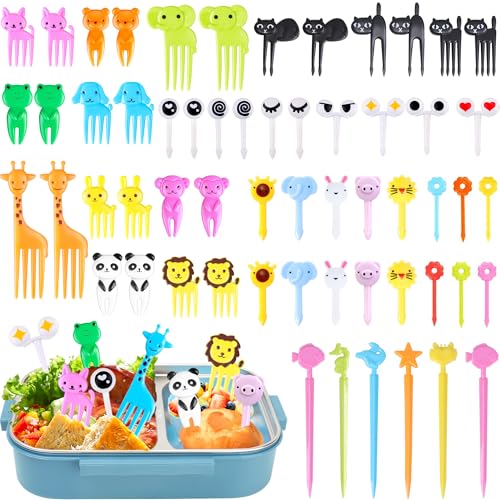 FATLODA 156PCS Animal Food Picks for Kids Fun Bento Lunch Box Accessories
