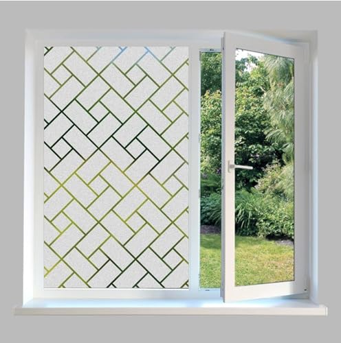Image of WALLMATE Self Adhesive Window Film Frosted 3D Glass Door Window Frosted Film for Home /Office /Bathroom & Living Room Multicolor Frosted Film (24 x 90 Inch, Rectangle)