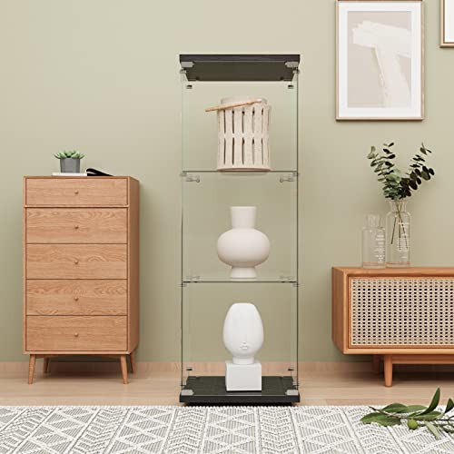 Image of LFT HUIMEI2Y 3-Tier Glass Display Cabinet with Lock, Display Case Black