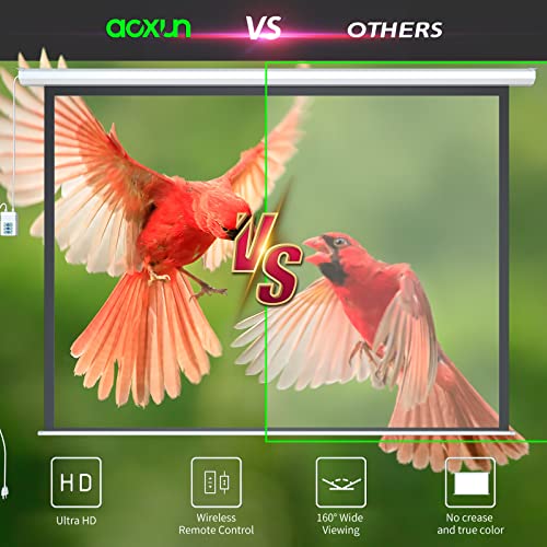 Image of Aoxun Motorized Projector Screen Pull Down with Remote Control 120 inch Electric 4:3 Projection Screen,Video Projection Screens-White