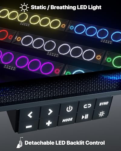 GoHawk 34 Inch UTV Sound Bar, 8-Speaker Bluetooth ATV Sound Bar with RGB Lights, IP66 Waterproof SXS & Golf Cart Sound bar Compatible with Polaris RZR Can-Am w/FM Radio, Fits 1.5"–2.25" Roll Cages - Image 8