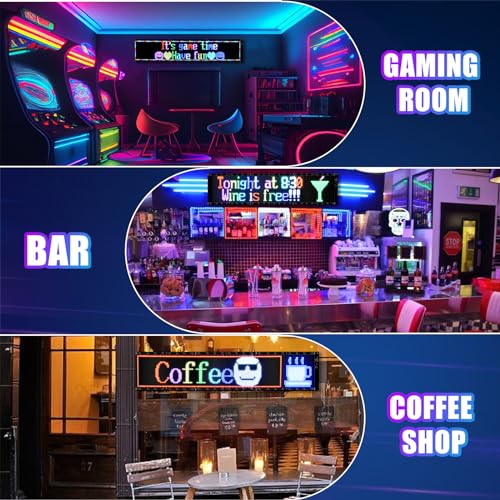 Image of Double Row Programmable LED Signs | Business Scrolling LED Sign | Flexible LED Advertising Sign | Bluetooth APP | Custom Editor Text | for Store Bars Hotel (37 inchx 8 inch)