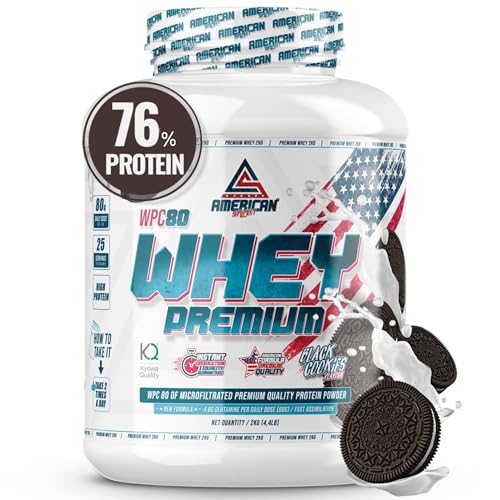 AS American Suplement | Premium Whey Protein | Proteína de Suero de Leche | Aumentar Masa Muscular | Alta Concentración de Proteína WPC80 | Kyowa Quality® (2 kg, Oreo/Black Cookies)