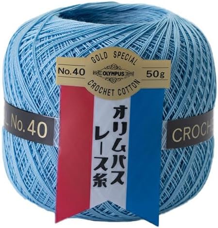 Olympus #40 Col.364 Light Blue Line Gold Tag Lace Thread 1.8 oz (50 g), Approx. 155.6 ft (445 m)