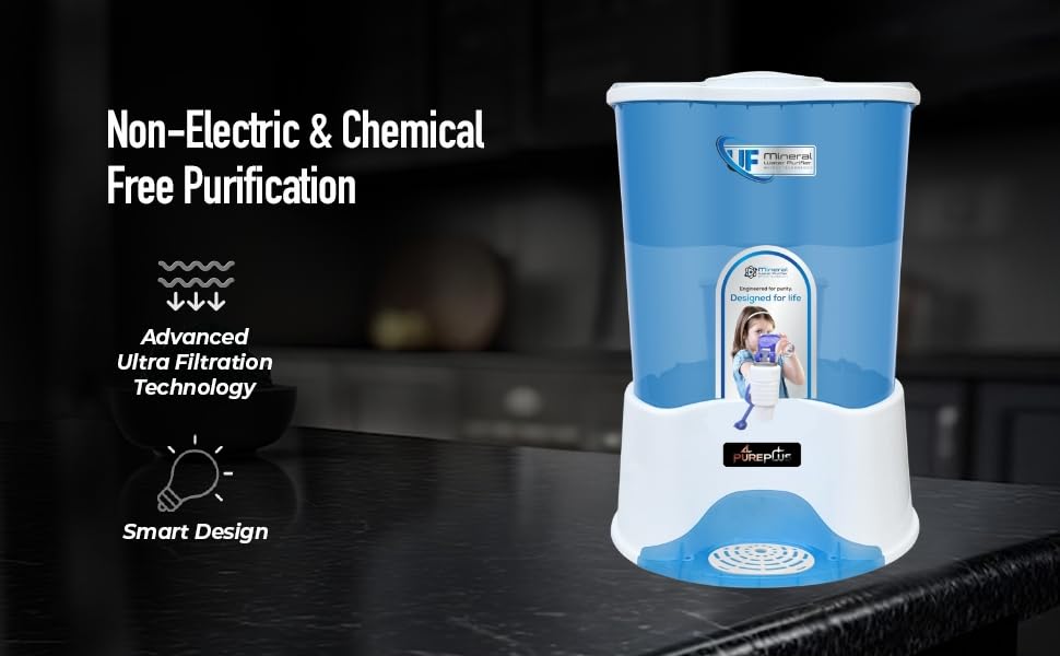 Image of Pureplus 20 L Gravity Water Purifier UF Technology Based Non-Electric & Chemical Free Counter Top Water Filter System