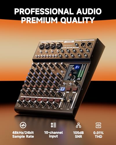 Donner DAM-1000 10-Channel Analog DJ Audio Mixer Sound Board, with 4 Premium LAXY-PRE Microphone, 48V Phantom Power Preamps, BT 5.3, 48kHz 24Bit Sample Rate - image 2
