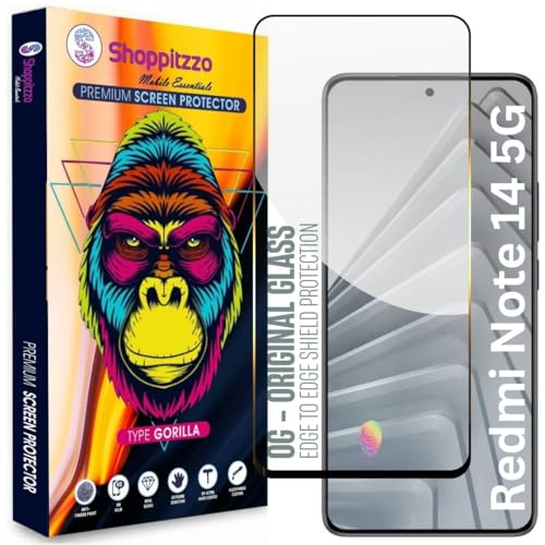 Image of Military Grade-Gorilla Tempered Glass Screen Protector-with 100% Fingerprint Sensor Working-Edge to Edge Full Screen Coverage-9H Hardness-With Easy Installation Kit-Black(Pack Of 1)-Compatible With Xiaomi Redmi Note 14 5G(6.67 Inch)
