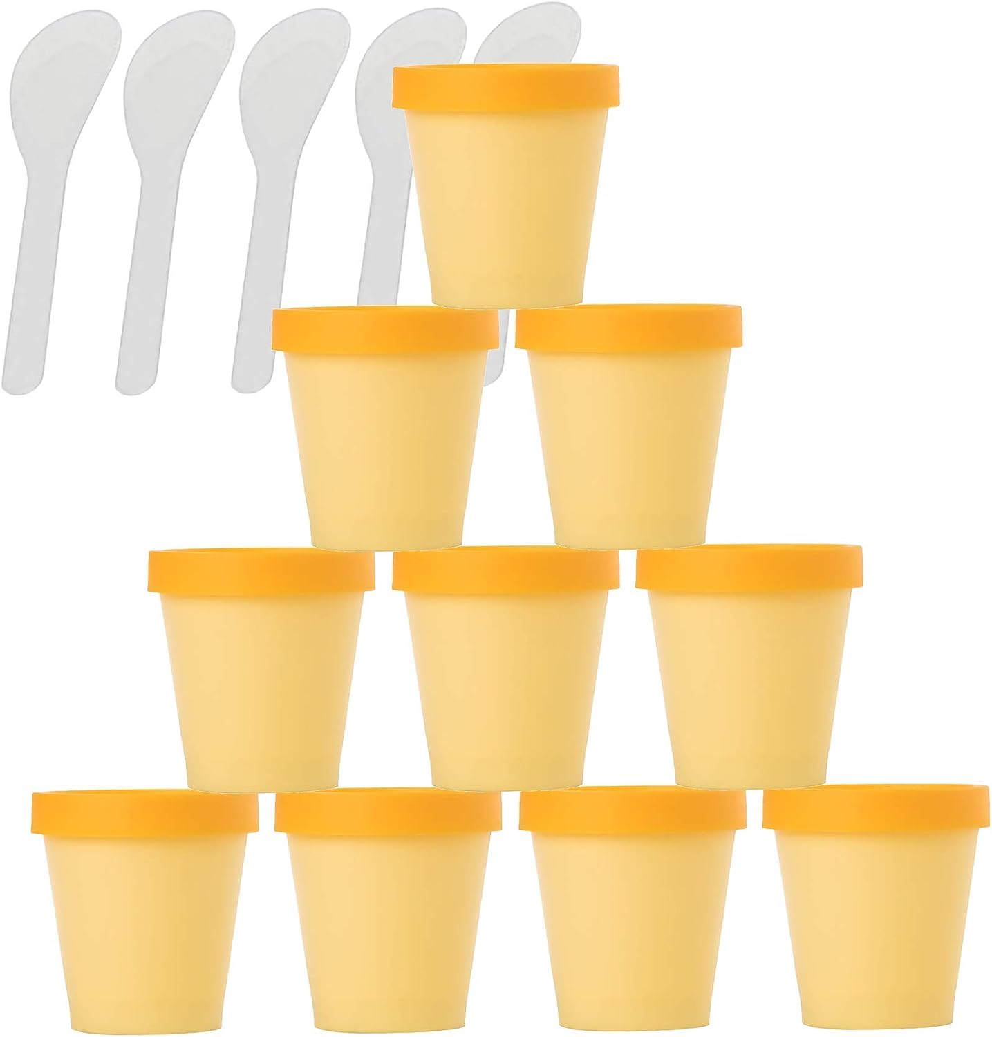 KRXSOBNV Cosmetic Jars, 12 PC Empty Leakproof Cosmetic Pot Container with Lids with 6 Spatula(Yellow,200ml)