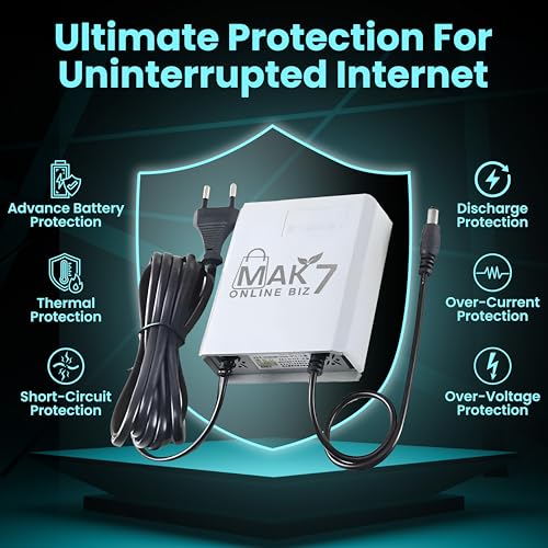Image of MAK7 Mini UPS for WiFi Router | 12V-2amp~2.5 (Peak) | Power Backup 6 to 8 Hours Battery | Surge Protection | Compact WiFi UPS Power Backup for Home & Office | Modem Power Backupp