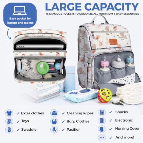 Image of PILLANI Baby Diaper Bag Backpack - Large Bag for Boys & Girls, Waterproof Diaper Backpack - Travel Diaper Bags w /Changing Pad, Baby Registry Search & Shower Gifts - Essentials Must Haves Newborn Stuff