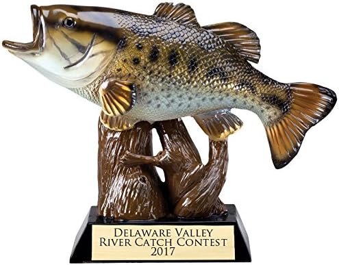 SHOP AWARDS AND GIFTS Customizable 7-3/4 Inch Full Color Bass Fish Trophy, Includes Personalization