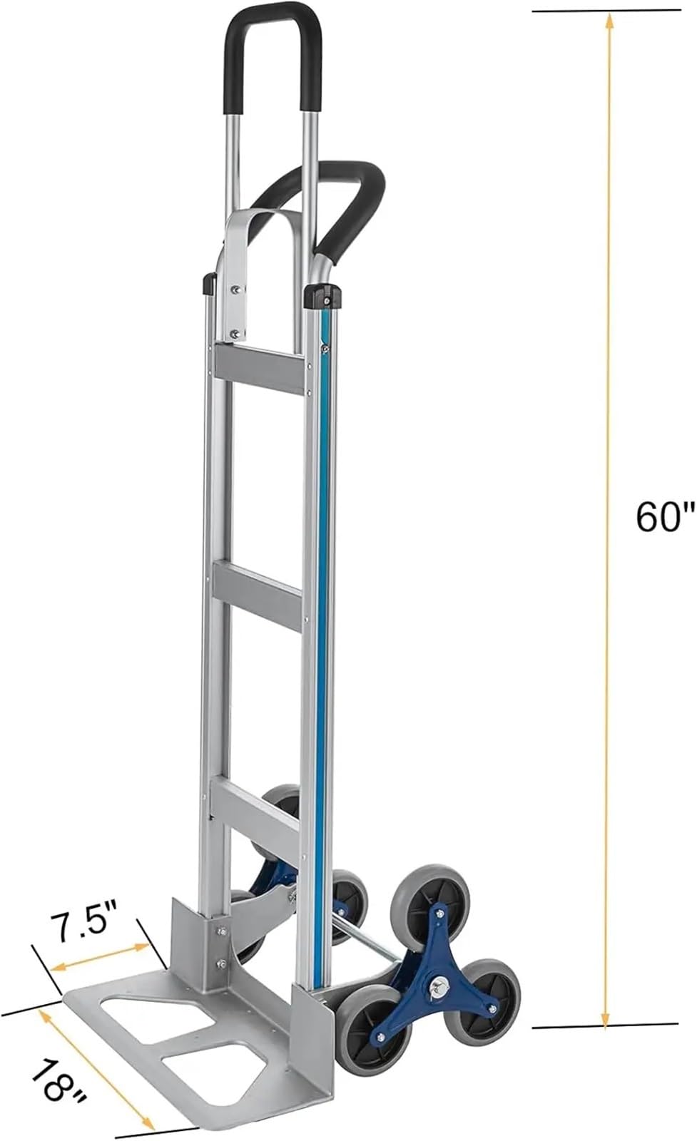 Trolleys Chariots de manutention Le grimpeur d'escalier Camion Main camionne Le Camion d'escalade d'escalier 550 Livres Chariot en Aluminium Chariot 60 Pouces