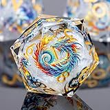 Roycevon Dragon Pattern Liquid Core DND Dice Set, 7Pcs Sharp Edge D&D Dice with Gift Box, Resin White Dungeons Dragons D and D Role Playing Dice D20 D12 D10 D8 D6 D4