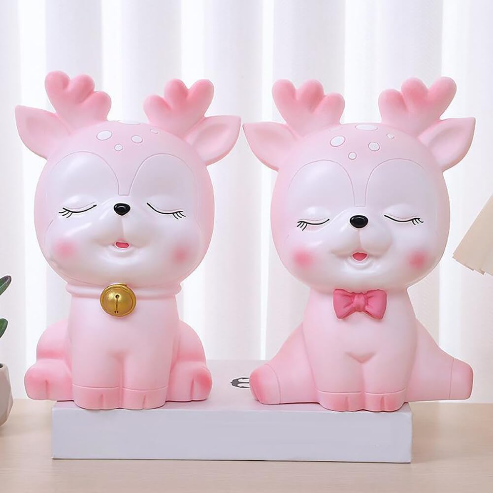 Tirelire Cerf Mignon Pour Fille - Rose - Pot à Économies Enfant Pour Cadeau Anniversaire Noël