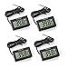 Thlevel 4PCS LCD Digitale Termometro con Sonda Esterna Impermeabile per Frigorifero, Congelatore, Acquario (4X Nero)