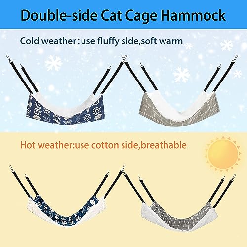 LLMSIX 2PCS Breathable Plush Cat Hammock Bed Hanging Soft Pet Bed Swing with Metal Carabiners for Small Pet Kitten Puppy - Image 3