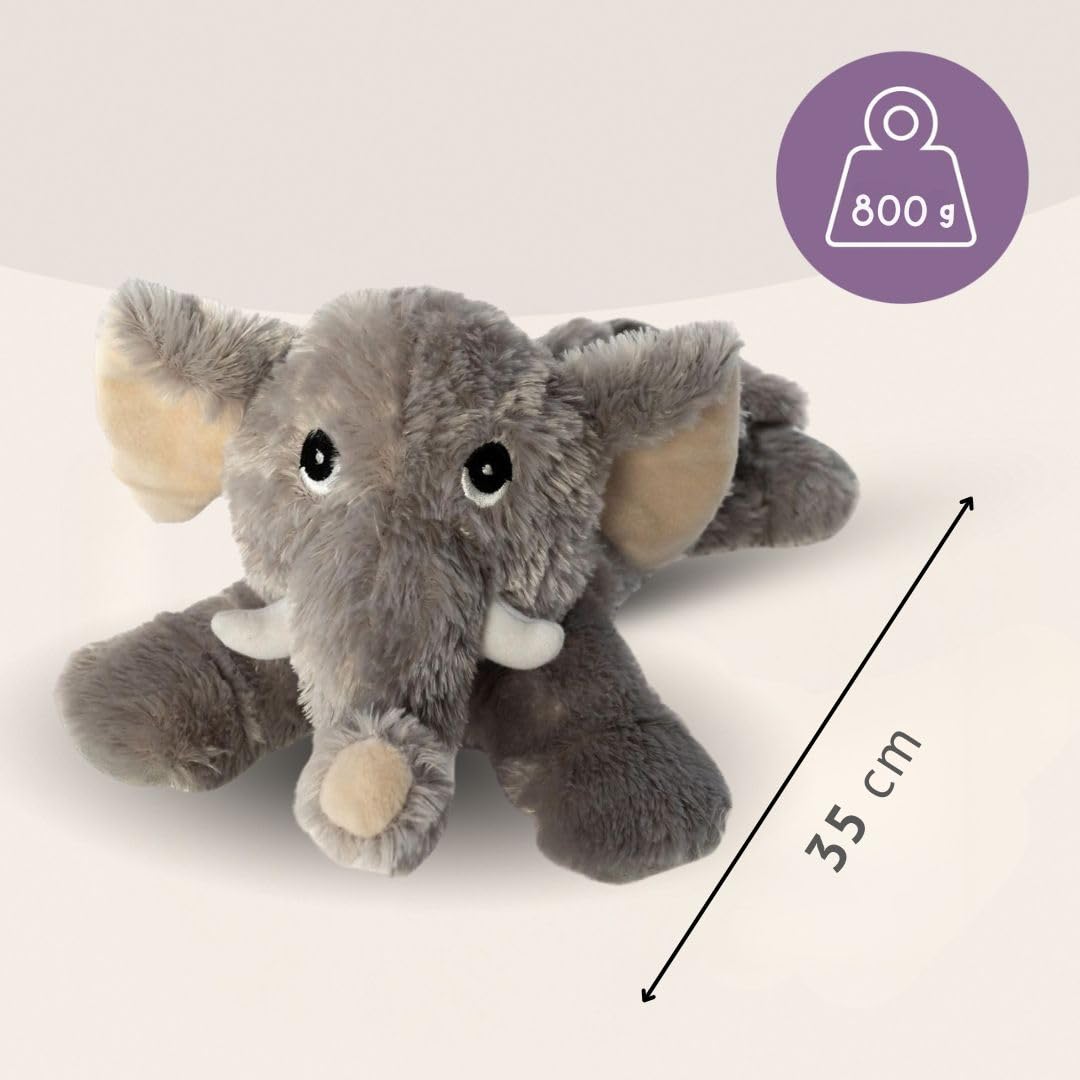 Habibi Plush Classic – 1872 Elefante gris – Peluche térmico con relleno de granos de mijo para calentar en microondas o horno