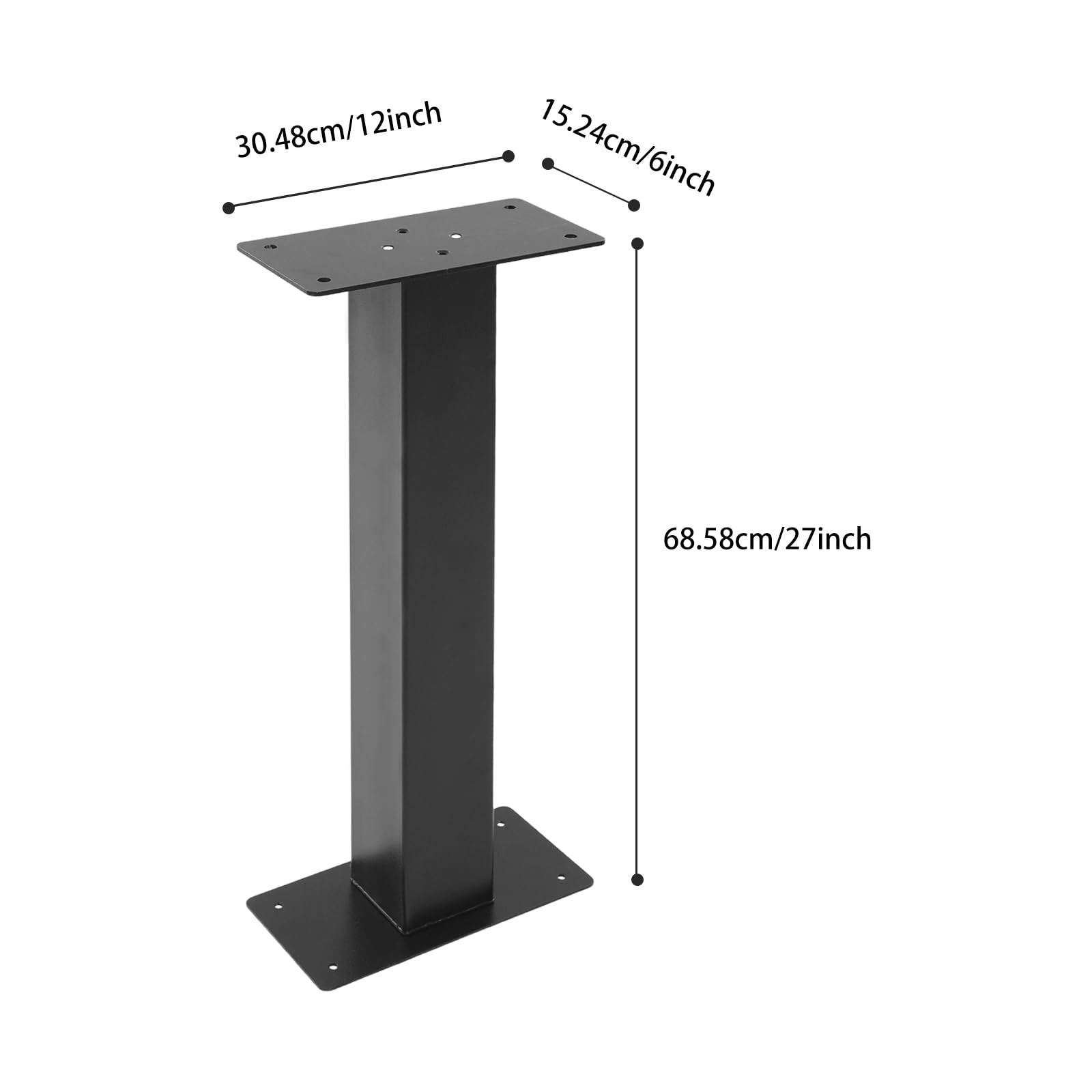 Supporto per cassetta delle lettere, montaggio a pavimento, nero, in acciaio al carbonio, portata 50 kg, resistente alle intemperie, adatto per cassette delle lettere standard DHL, con materiale di
