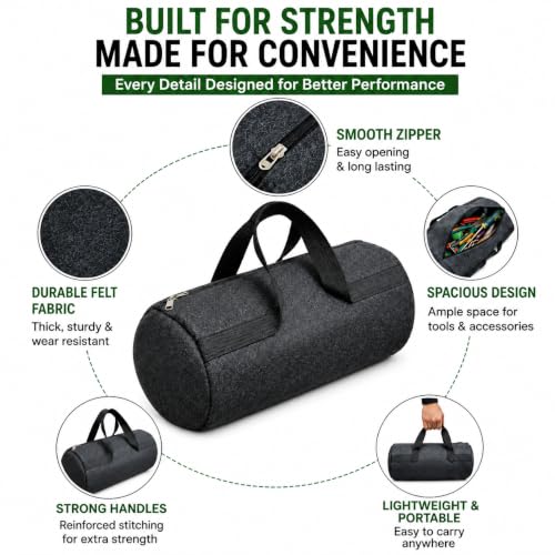 Image of JVCV 15 Inch Small Tool Bag for Cars, Large Capacity Wide Mouth, Zipper Storage Kit, Tote Handbag Trunk Organizer for Car, Suv, Sedan, Truck, Minivan (Small - Tool Bag).
