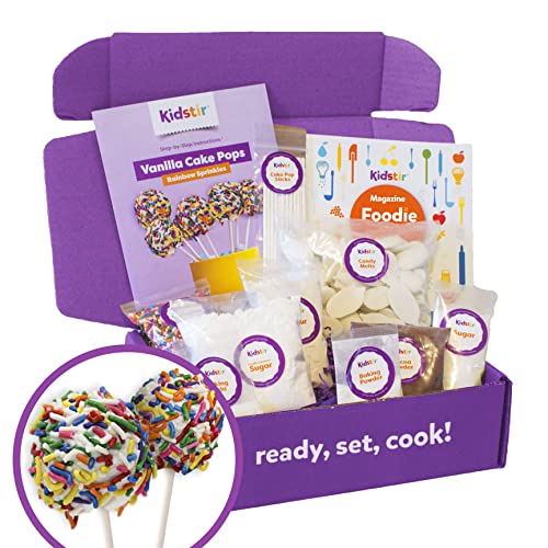 KIDSTIR Kids Baking DIY Kits Baking Set - Cake Pops Kit with Pre-Measured Ingredients – Best Gift Idea for Boys and Girls Ages 6-12 - Vanilla