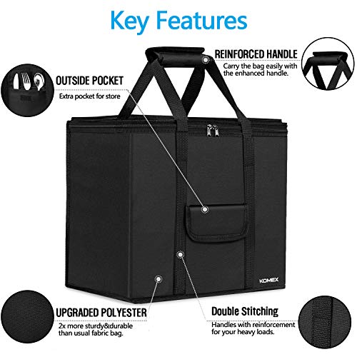 KOMEX Reusable Grocery Bags Foldable 3 Pack Shopping Bags With Sturdy Zippered