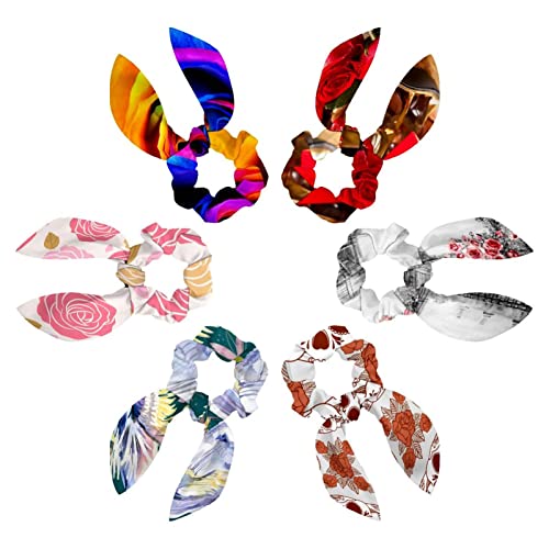 Chouchous Saint-Valentin idée cadeau femme | Lot de 6 élastiques nœud lapin rose