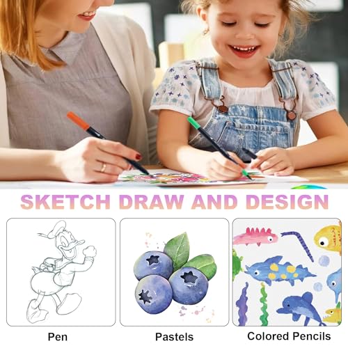 Image of Sketch Book, 8 inchX11.5 inch 100 Pages(110gsm), Spiral Bound Artist Sketch Pad, Durable Acid Free Sketchbook for Painting, Sketching or Doodling, Best Gifts for Drawing Boys and Girls, White
