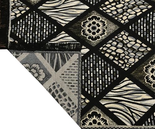 Image of Premium Cotton Carpet 4x6 feet | Soft Velvet Rug for Living Room, Hall & Bedroom | Floor Carpet for Home /Dari & Kalin | Rectangular Rugs &Carpet (Black)