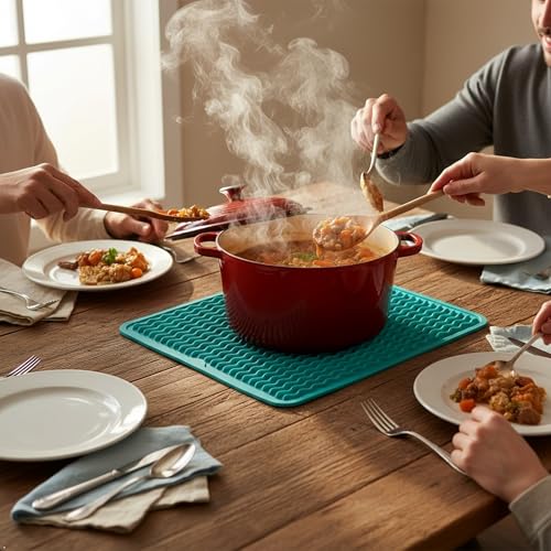 Silicone Drying Mat 16 × 12 – Teal Green Non-Slip Sink Mat for Kitchen Counter, Heat-Resistant Food-Grade Dish Pad, Easy-Clean Multipurpose Drawer Liner (Teal Green, 16" x 12") by GARIGU - Image 9
