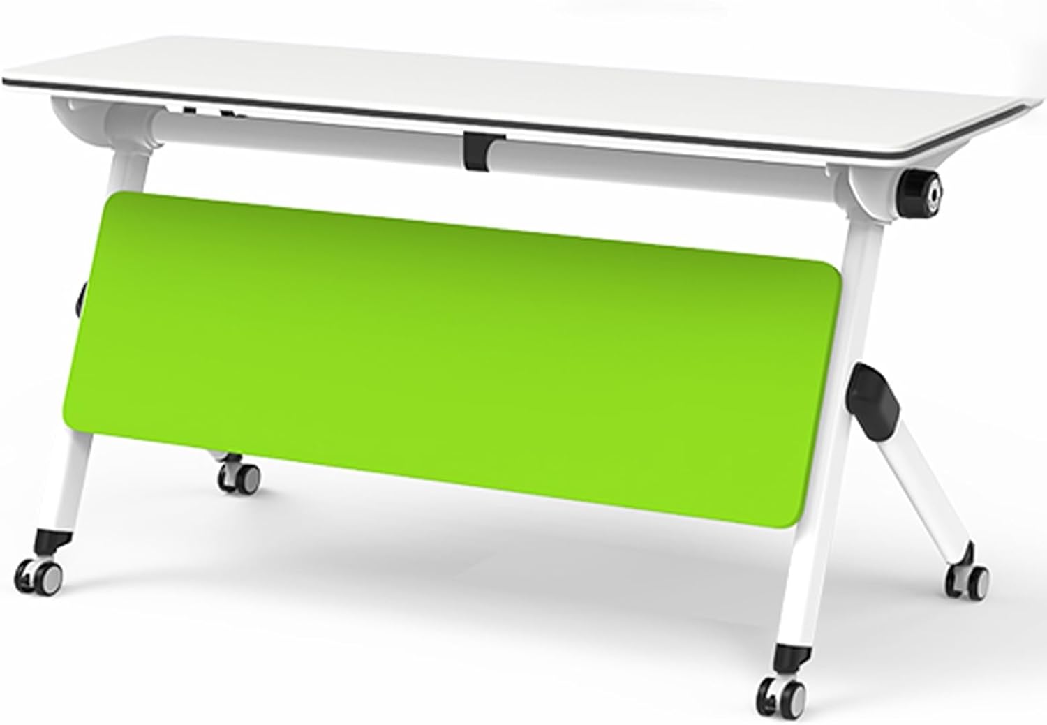 Folding Conference Table, Foldable Meeting Table, Training Room Tables with 4 Wheels, Baffles and Storage, Office Classroom Commercial Training Table(140x50cm)