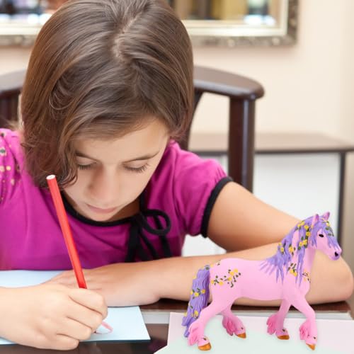 QWEPU Einhorn Spielfigur Meereseinhorn, Pferde Spielfigur Einhorn, Mythische Pegasus Modell Magische Energie Kreatur Rosa Pferde, Fantastische Figuren Geschenk für Mädchen und Jungen 13 x 10 cm